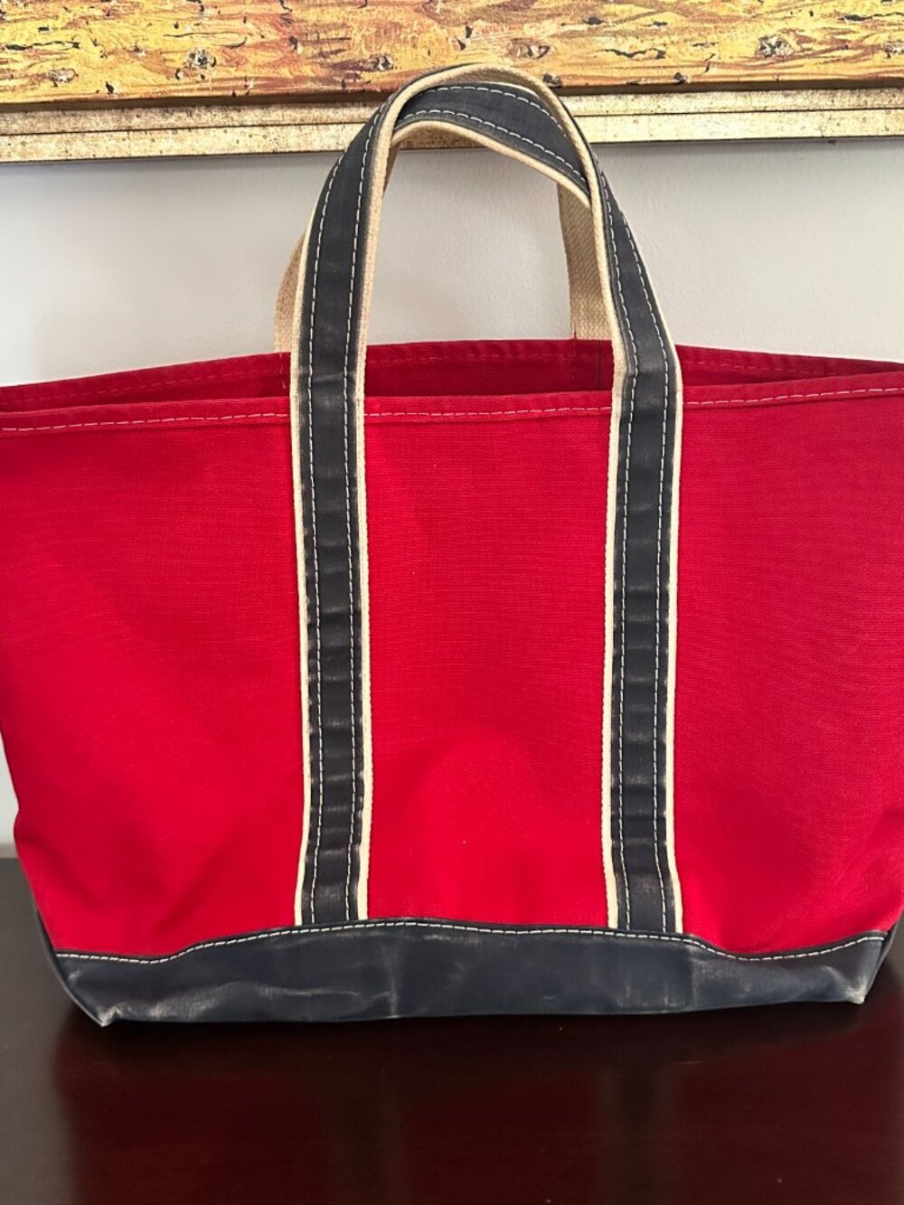 Rare Vintage 80s L.L. Bean Boat And Tote Red Blue Canvas Large Bag - Picture 13 of 16